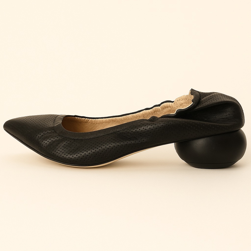 Marilyn’s by Bottega23 Black Perforated Leather Ballet Flats – Made in Italy 🇮 - Picture 4 of 15
